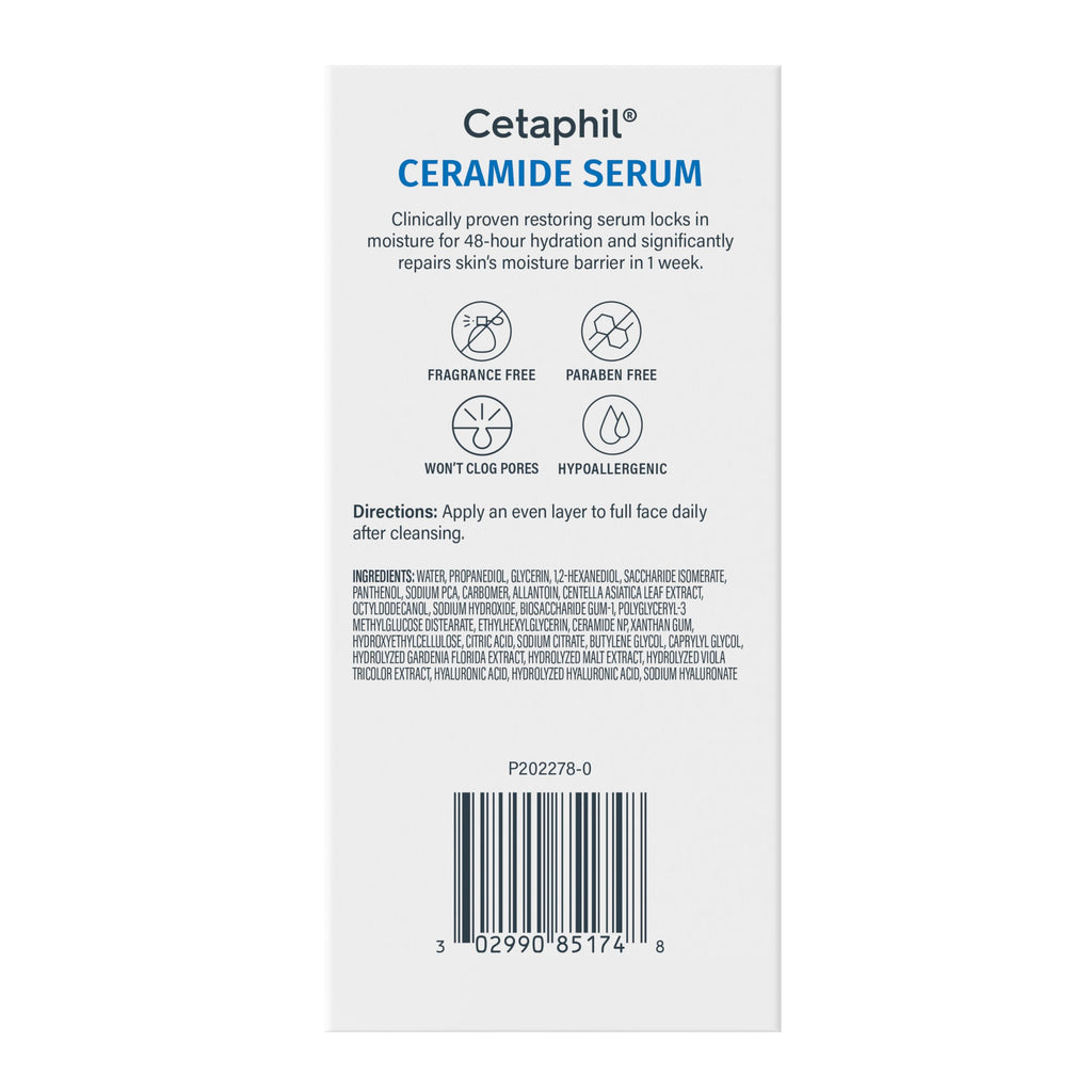 Buy now Cetaphil Ceramide Serum, Hydrates and Restores Skin Barrier, Formulated with Ceramides & Centella Asiatica, Designed for Sensitive Skin, Fragrance Free, Dermatologist Tested, 1oz at indiglob india