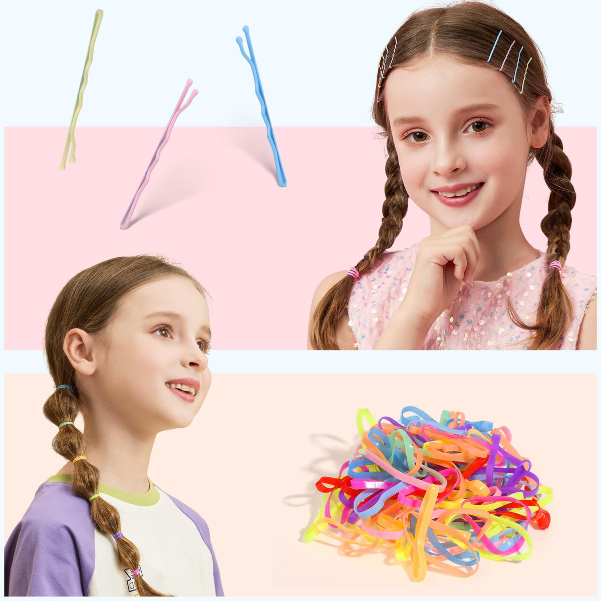 Teenitor Hair Accessories for Girls 193pcs Hair Clips for Girls Toddler Hair Accessories, Mini Girls Hair Clips, Small Claw Clips Bobby Pins and Hair Ties