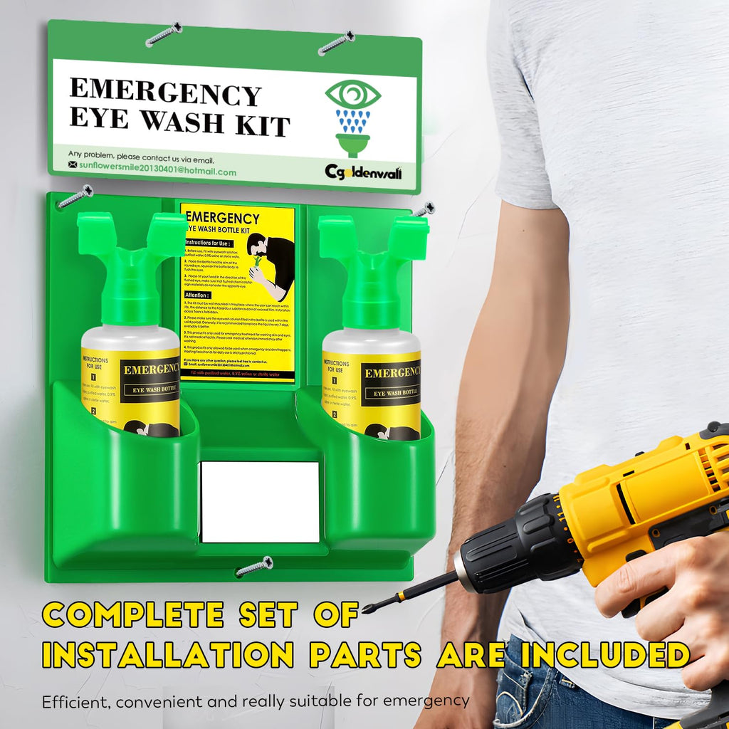 Buy now CGOLDENWALL Emergency Eye Wash Station Portable Eyewash Station Wall Mounted Eye Wash Kit, OSHA Approved Double 16.9oz Eye Wash Bottles for First Aid (EMPTY Bottles) at indiglob india