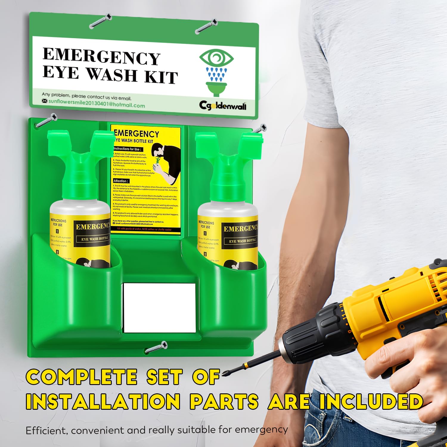 Buy now CGOLDENWALL Emergency Eye Wash Station Portable Eyewash Station Wall Mounted Eye Wash Kit, OSHA Approved Double 16.9oz Eye Wash Bottles for First Aid (EMPTY Bottles) at indiglob india