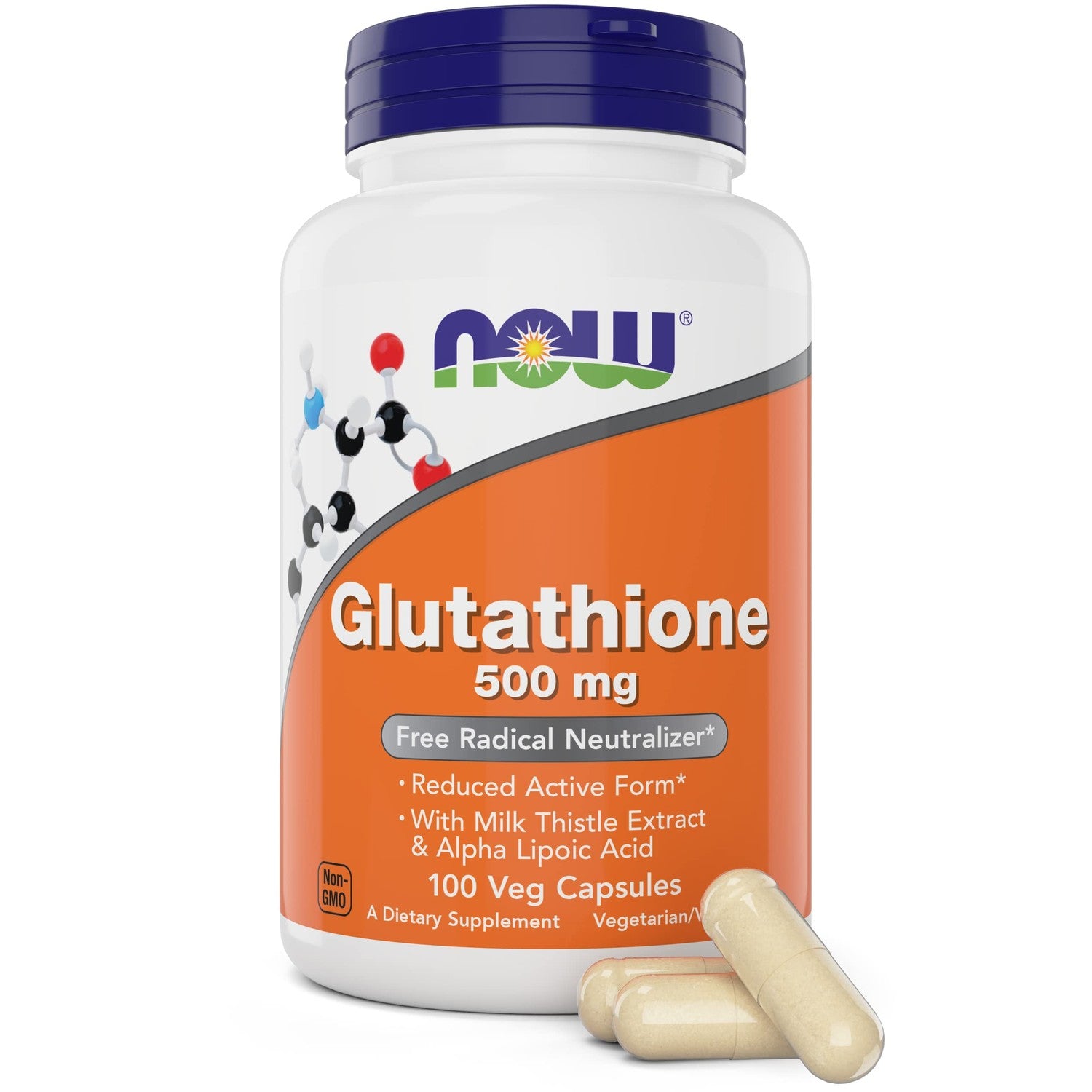 Buy now Now Glutathione 500 mg, 100 Vegan Capsules - Reduced Form GSH Supplement - Enhanced with Milk Thistle Extract and Alpha Lipoic Acid at indiglob india
