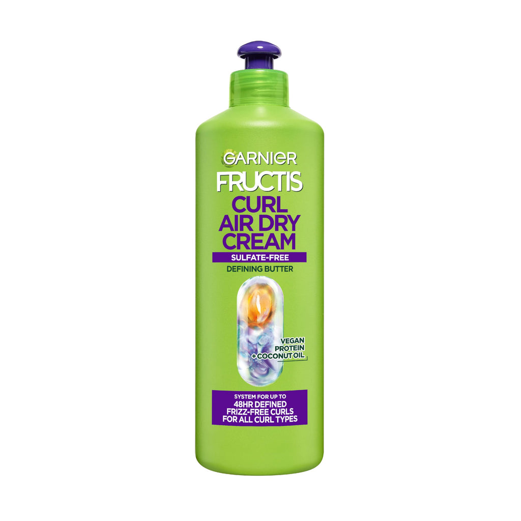 Garnier Fructis Curl Nourish Air Dry Cream XL Leave In Conditioner, Sulfate-Free Curl Defining Cream For Moisture and Frizz Control Waves, Curls, and Coils, Value Size, 16.9 Fl Oz
