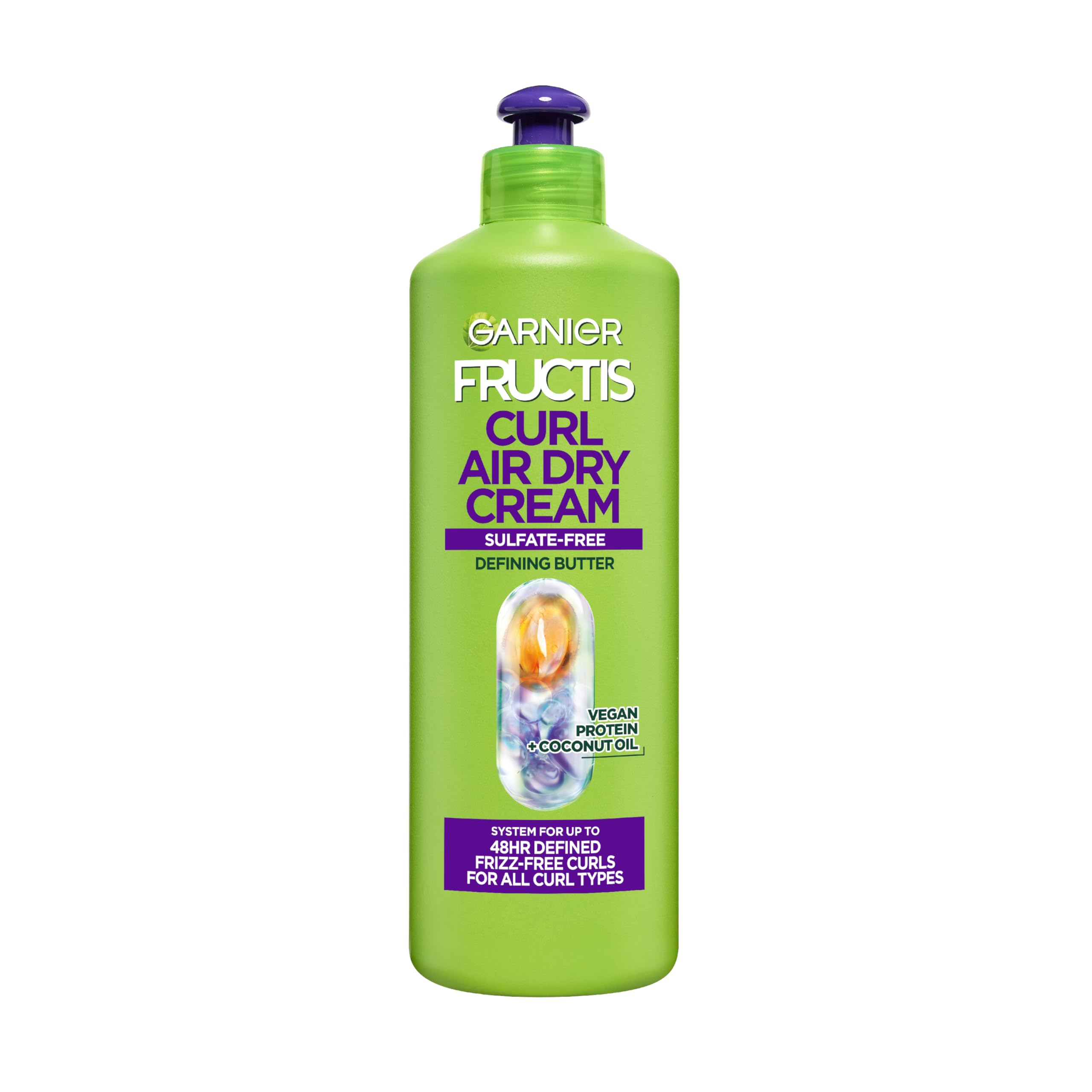 Garnier Fructis Curl Nourish Air Dry Cream XL Leave In Conditioner, Sulfate-Free Curl Defining Cream For Moisture and Frizz Control Waves, Curls, and Coils, Value Size, 16.9 Fl Oz