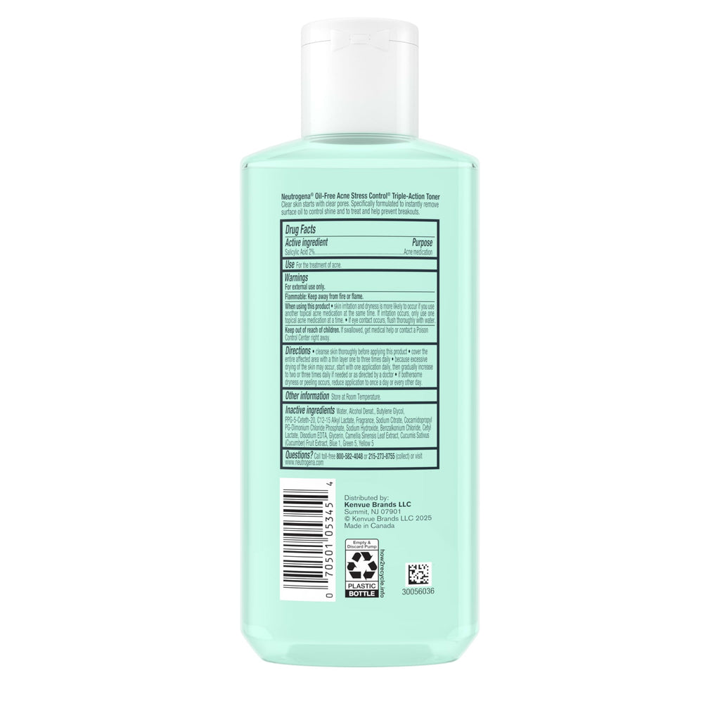 Buy now Neutrogena Acne Stress Control Oil-Free Triple-Action Face Toner, Skin Care with 2% Salicylic Acid, Acne Toner for Face with Green Tea & Cucumber Extract, Nourishing & Refreshing, 8 fl. oz at indiglob india