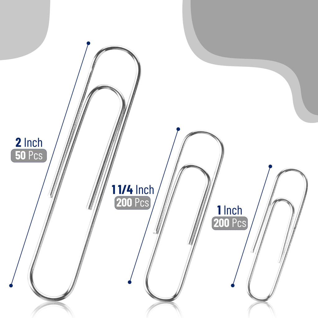 Mr. Pen- Silver Paper Clips, 450 pcs, 1", 1-1/4", 2"