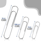 Mr. Pen- Silver Paper Clips, 450 pcs, 1", 1-1/4", 2"