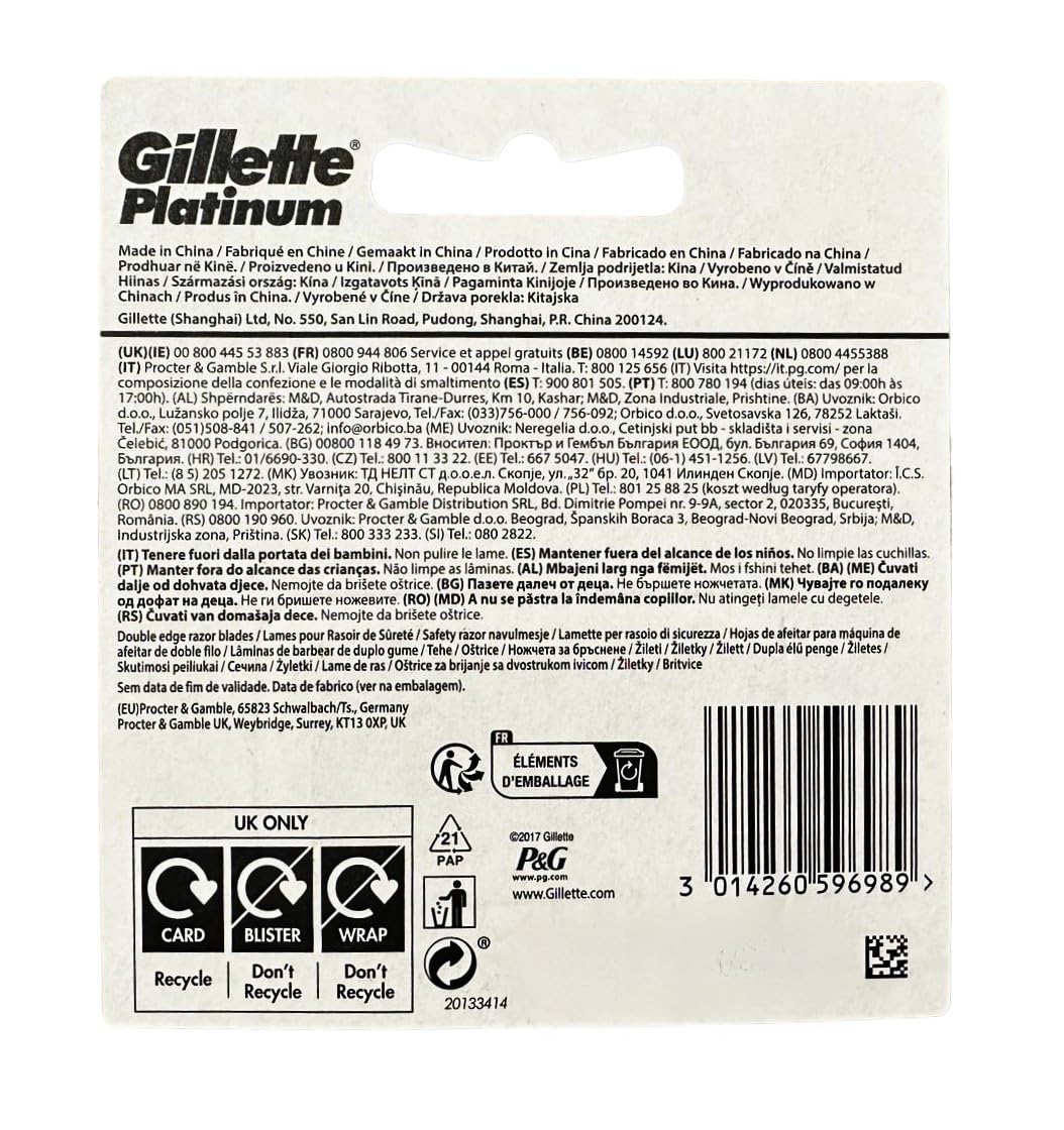 Buy now 50 Gillette Platinum Double Edge Razor Blades at indiglob india