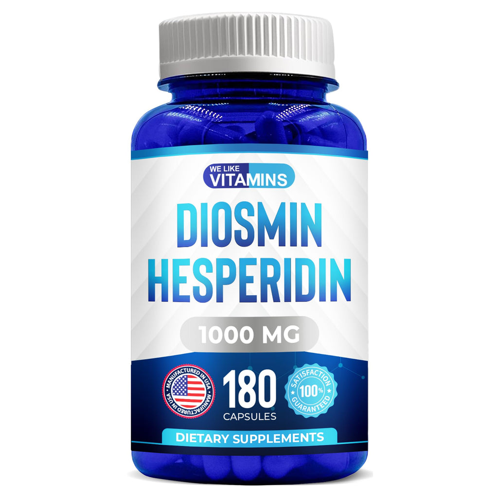 Diosmin Hesperidin 1000mg for Leg Circulation & Vein Support*, 180 Capsules | Diosmin & Hesperidin - 90 Day Supply Of Easy-To-Swallow Capsules For Vein Health, Capillaries & Lymphatic Flow