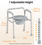 soundfuse 3 in 1 Bedside Commode Toilet for Seniors, Sturdy Dual-Crossbar
