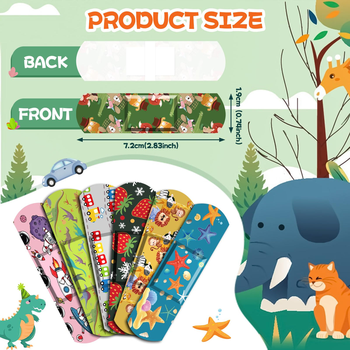 300 Pack Kids Cartoon Bandages,30 Styles 6 Themes Adhesive Bandages Kids
