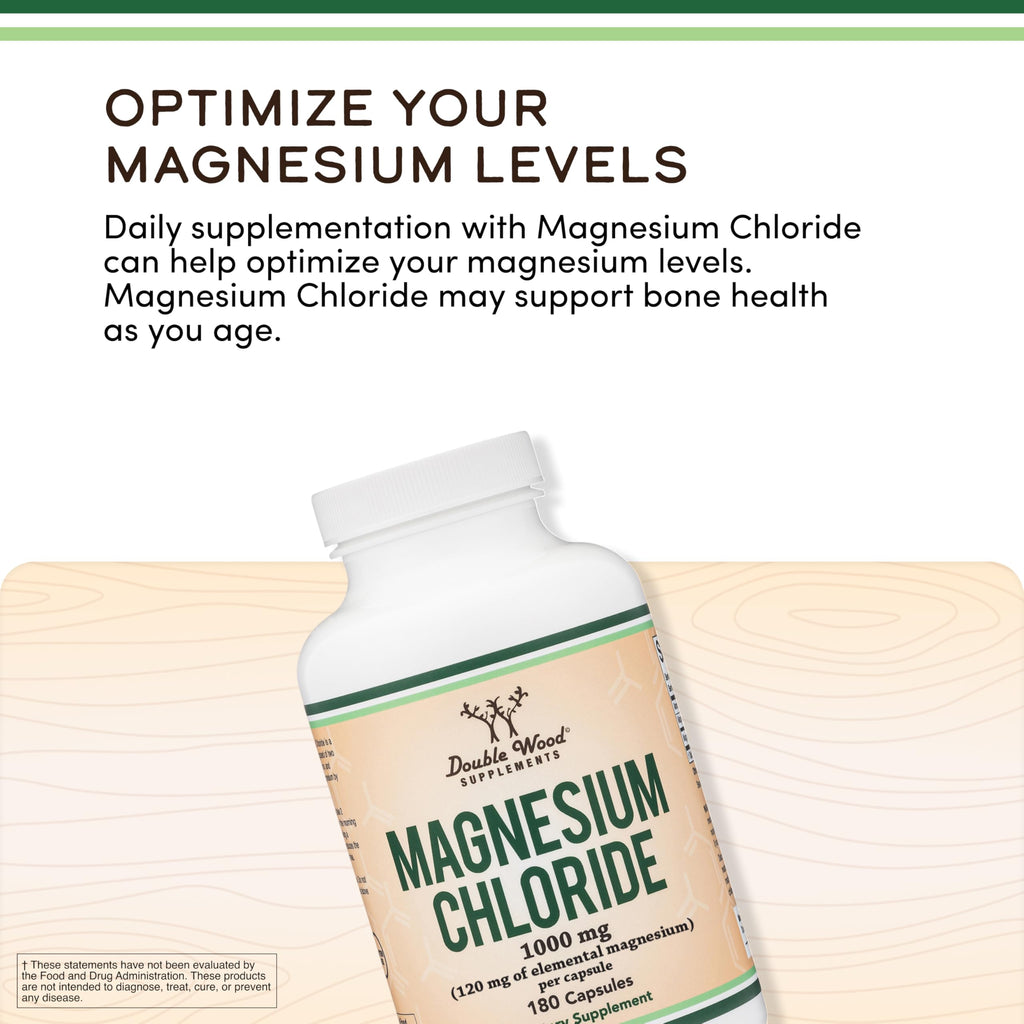 Magnesium Chloride 1,000mg, Sleep, Muscle + Digestion Support, 180 Capsules