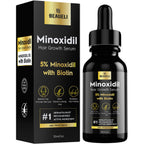 Beaueli 5% Minoxidil for Men and Women, Hair Growth, Beard Growth, Hair Regrowth, Unscented Drop, 3 Fl Oz, 3 Bottles | Minoxidil Hair Growth Oil for Men & Women, 5% Minoxidil Serum Hair Regrowth Treatment with Biotin for Thicker, Fuller Hair