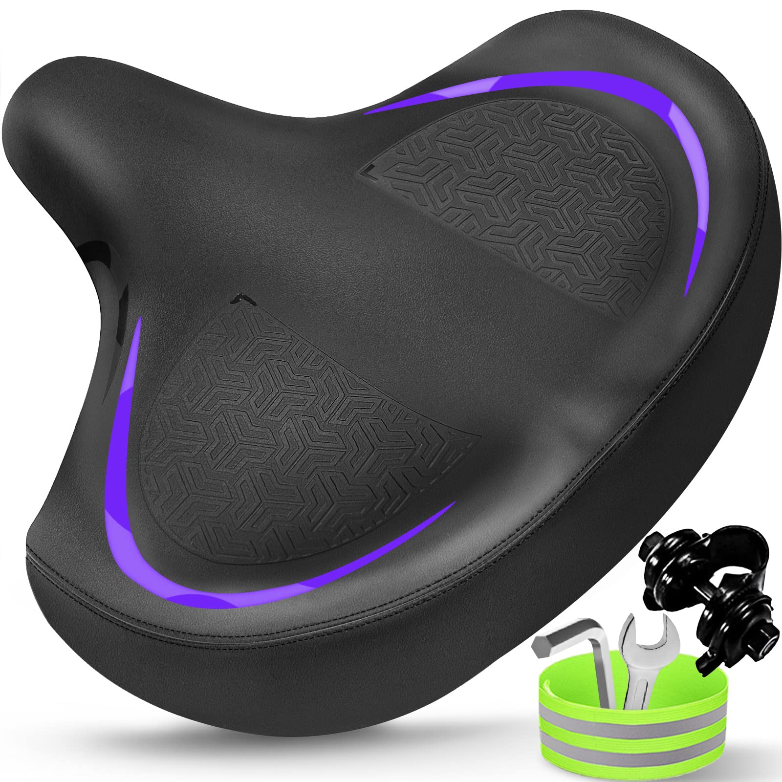 Buy now Bicycle Seat, Bike Seat for Women Men Extra Comfort Wide, Oversized Comfortable Seats Saddle for Peloton Bikes, Fit for Exercise Bikes, Electric Bikes, Mountain Bikes, Cruiser Bikes Purple at indiglob india