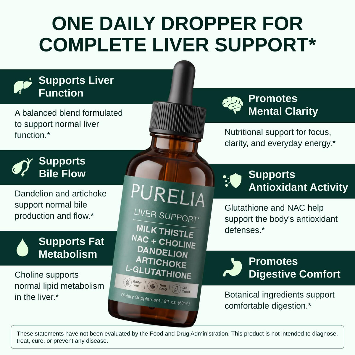 Liver Support Drops with Milk Thistle, NAC & Dandelion | 2 fl oz