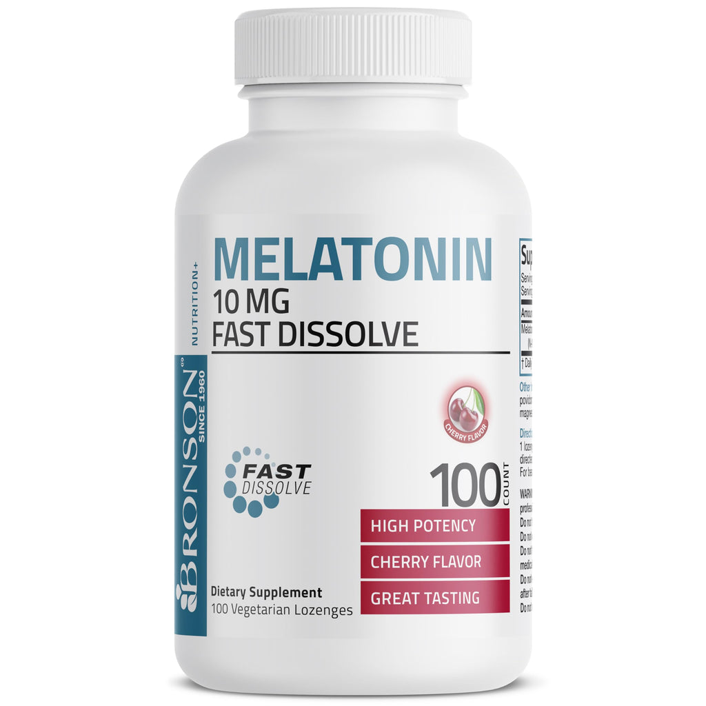Bronson Melatonin 10 mg Sleep Support, Fast Dissolve Cherry, 100 Tablets | Helps You Fall Asleep Faster, Stay Asleep Longer & Wake Refreshed, Relaxation Support, Vegetarian Formula