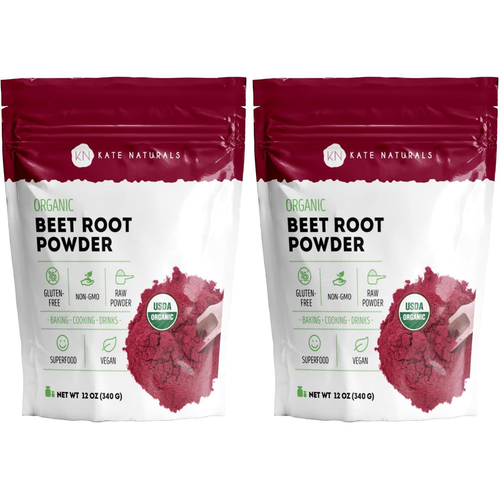 Kate Naturals Organic Beet Root Powder for Smoothies, Baking & Juice, 8oz | Non-GMO, Raw Beetroot Superfood Extract & Natural Red Food Coloring & Nitric Oxide, Earthy Flavor