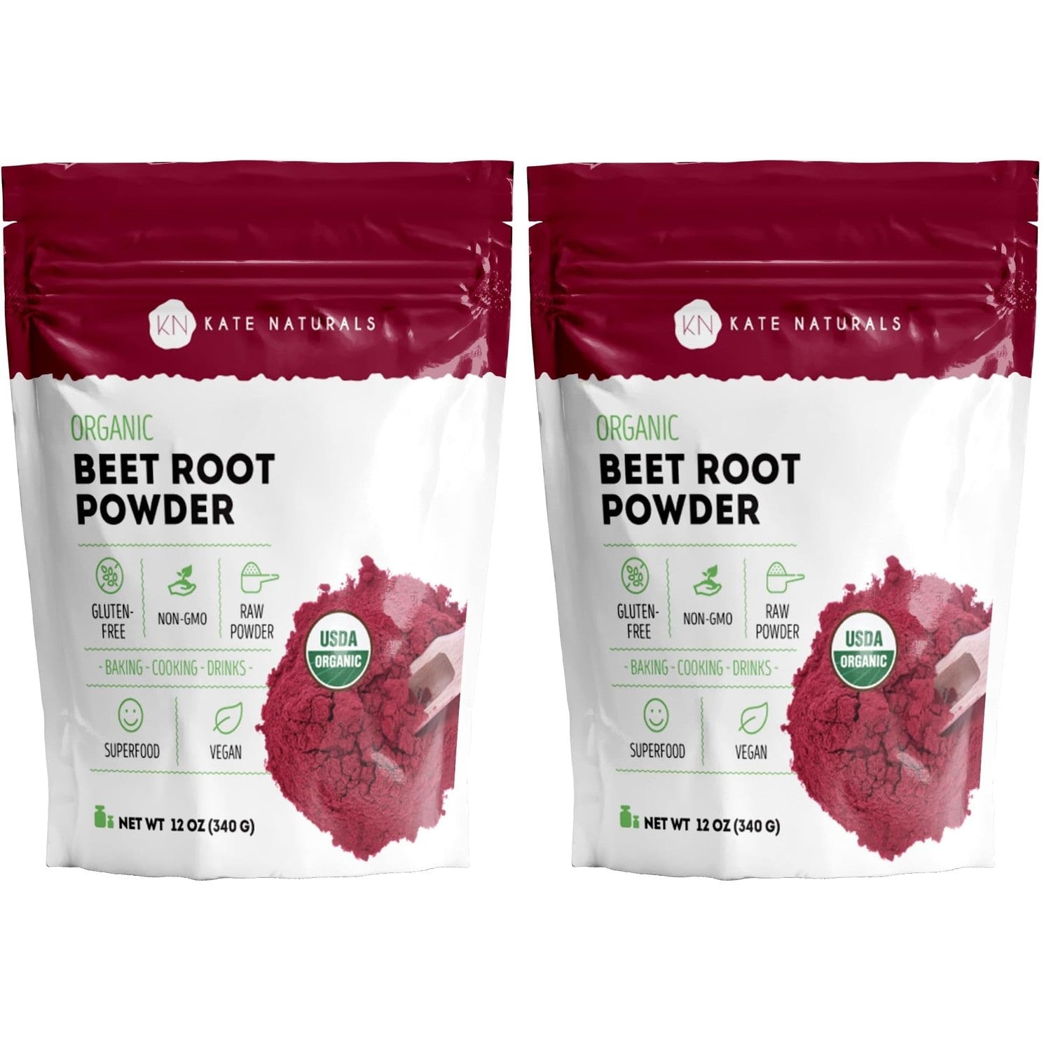 Kate Naturals Organic Beet Root Powder for Smoothies, Baking & Juice, 8oz | Non-GMO, Raw Beetroot Superfood Extract & Natural Red Food Coloring & Nitric Oxide, Earthy Flavor