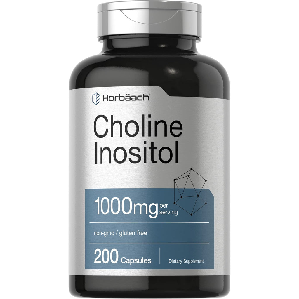 Horbaach Choline Inositol 1000mg Supplement | 200 Capsules
