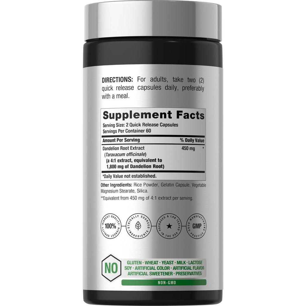 Horbäach Dandelion Root Supplement | 120 Capsules | Non-GMO, Gluten Free