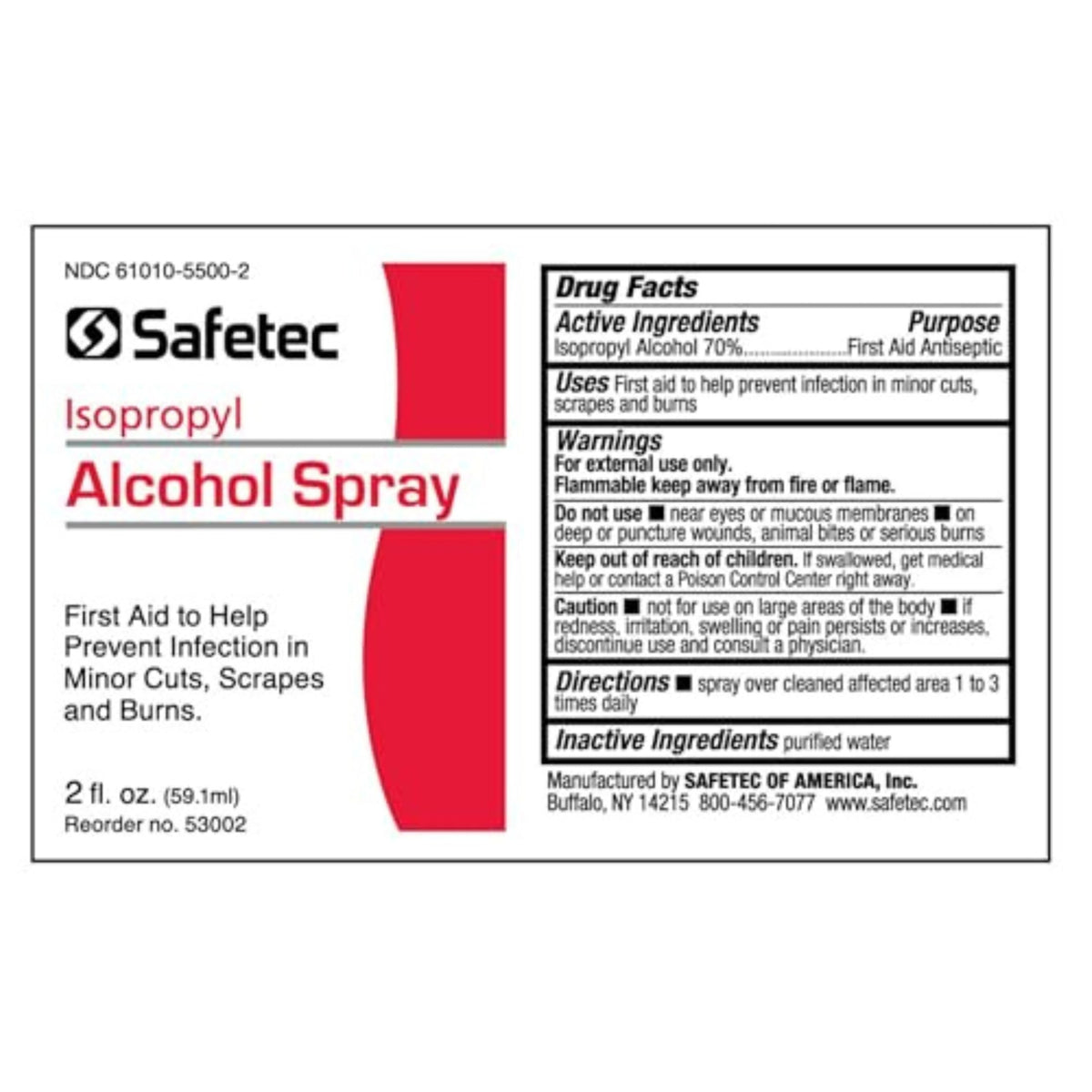 Safetec Isopropyl Alcohol (70%) 2oz. Spray Bottle