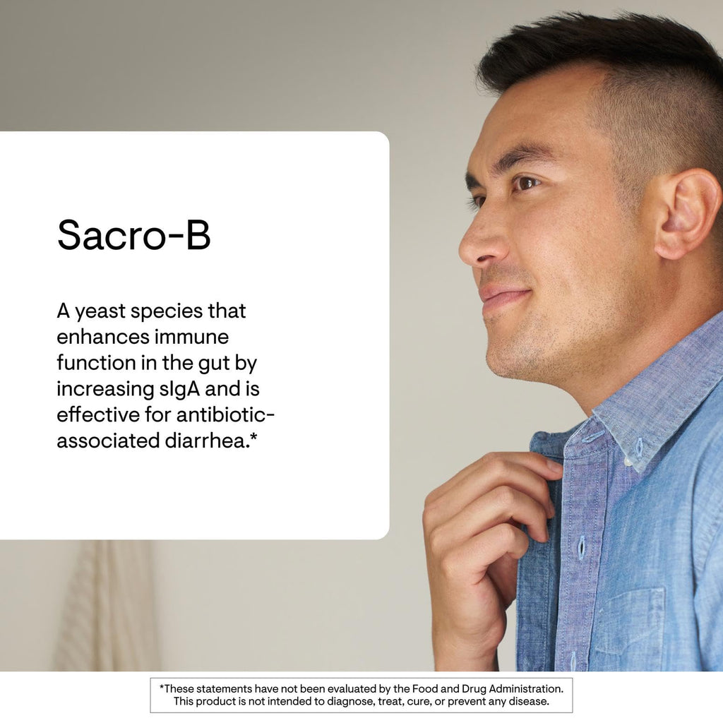 THORNE - Sacro-B - Saccharomyces boulardii - Shelf Stable Probiotic - Gut Health Supplement to Support Immune Function in the Gut - Occasional Diarrhea Relief* - Third-Party Certified - 60 Capsules