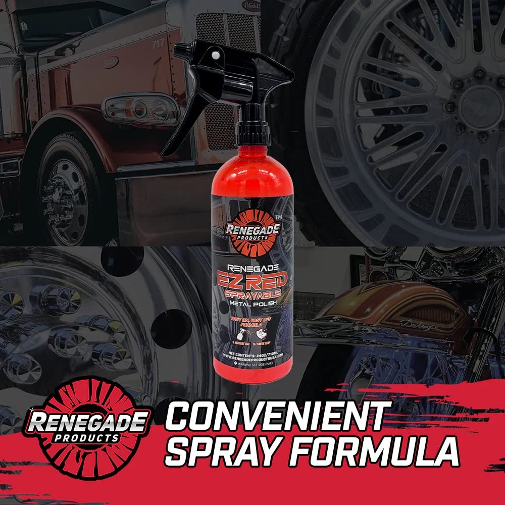 Renegade EZ Red Sprayable Metal Polish, Aluminum & Stainless Steel, 24 oz