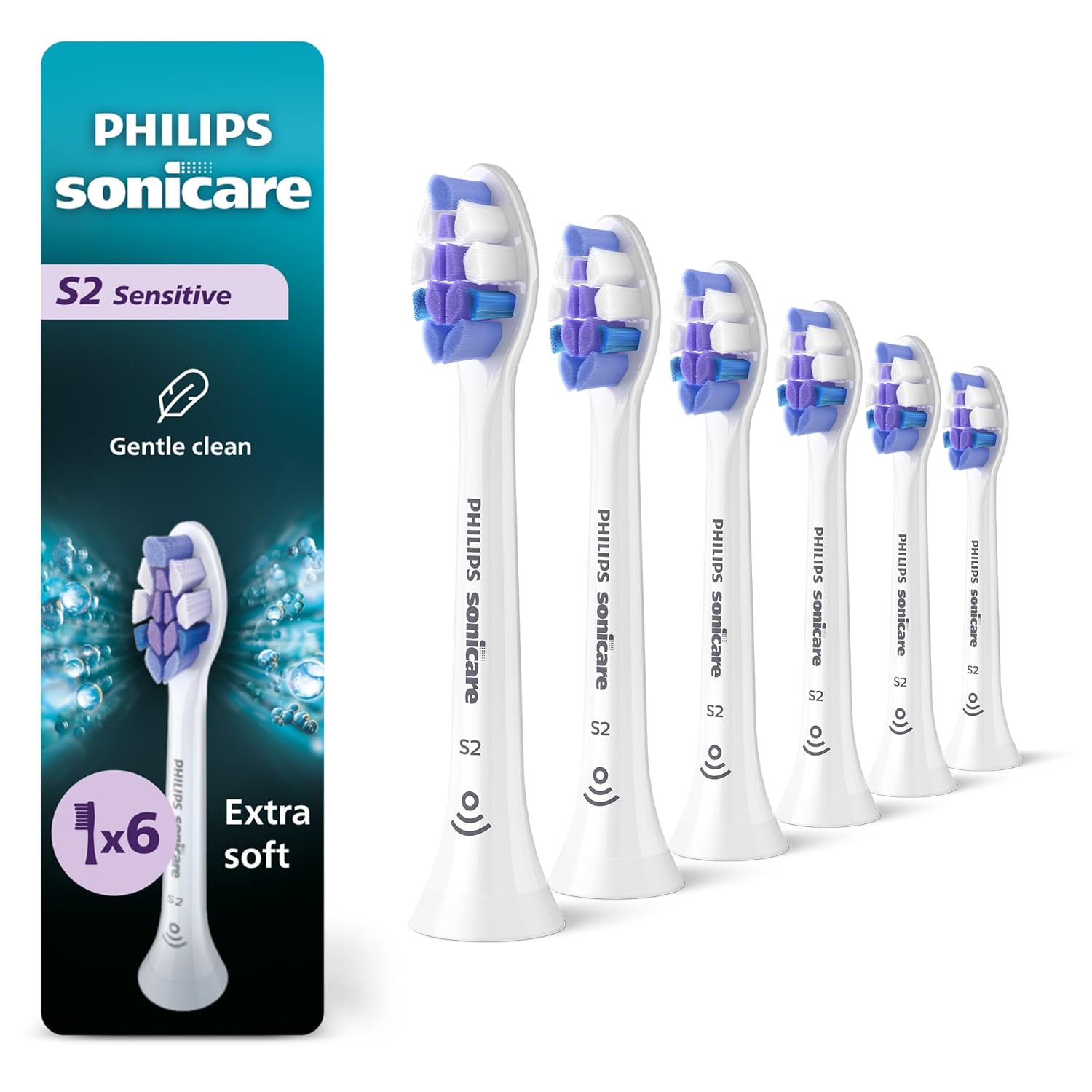 Buy now Philips Sonicare Genuine Sensitive Replacement Toothbrush Heads for Sensitive Teeth, 3 Brush Heads, White, HX6053/64 1 Count (Pack of 6) White at indiglob india