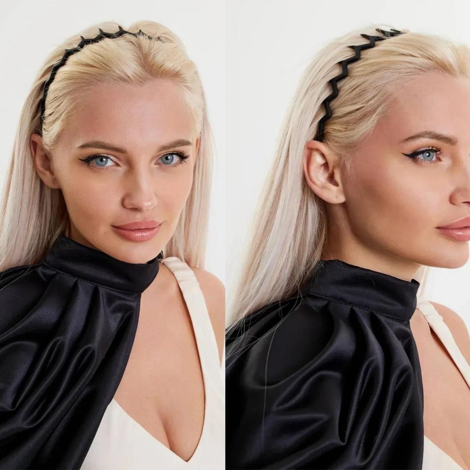 6 PCS Zig Zag Headbands Plastic Wavy Hair Head Band Comb with Teeth Hoop Accessories for Women Men Girls, Matte Morandi