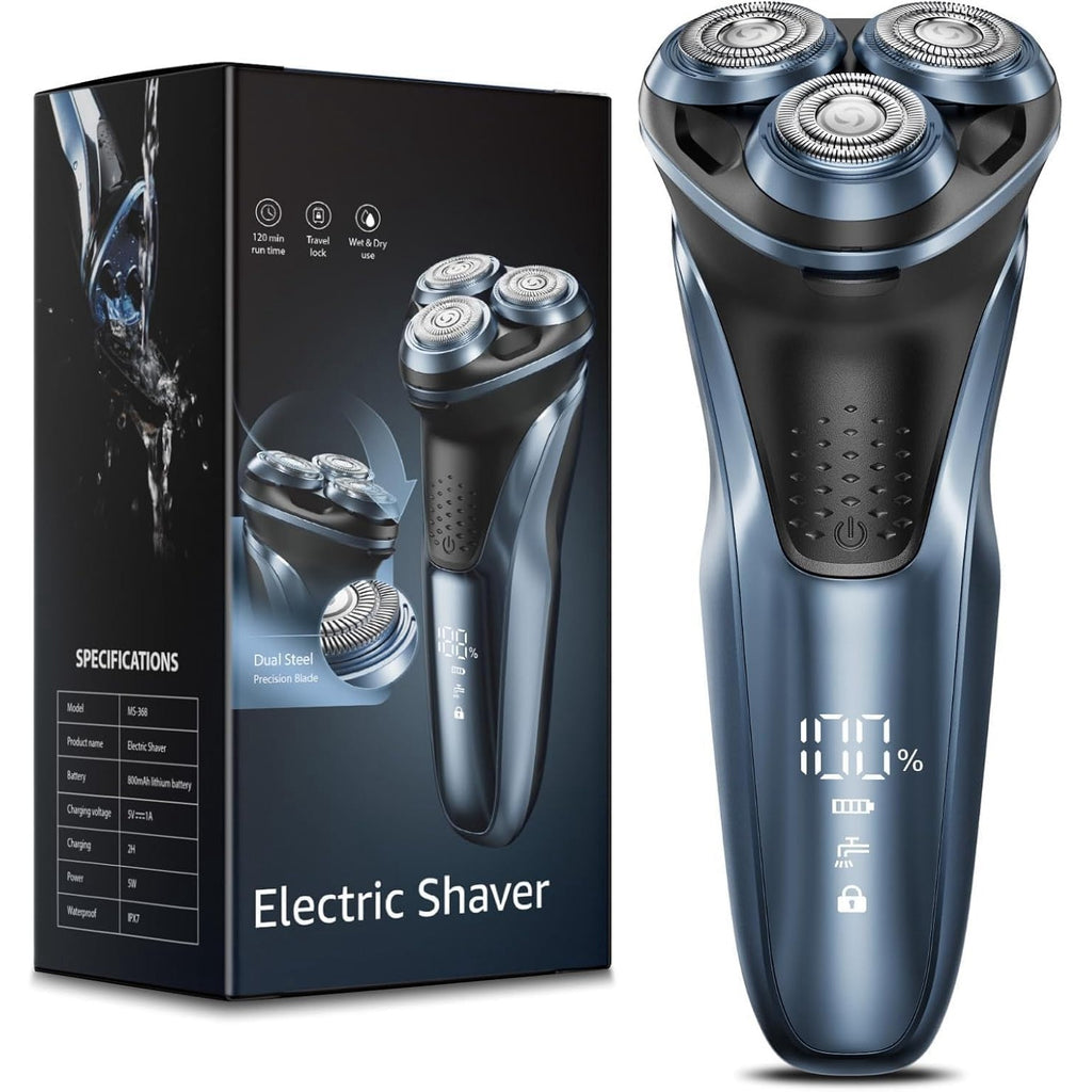 Electric Razor for Men Cordless: Wet or Dry Rotary Shaver for Men for Travel - USB Fast Charging, Sensitive Skin Care, Pop-up Trimmer, Gifts Slate Gray