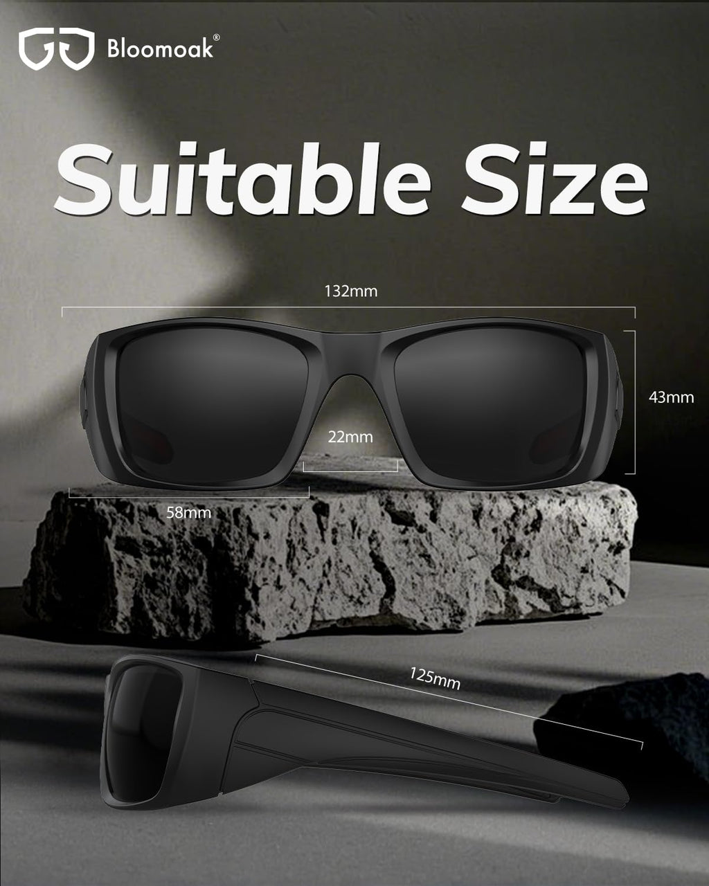 Bloomoak CAT 4 Super Dark Sunglasses | UV 400 | For Photophobia & Eye OPS & Light Sensitivity | Wraparound with Side Protection for Men & Women