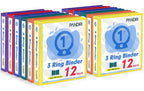PANDRI 12 Pack 1-inch 3 Ring Binders with 2 Interior Pockets, 6 Colors