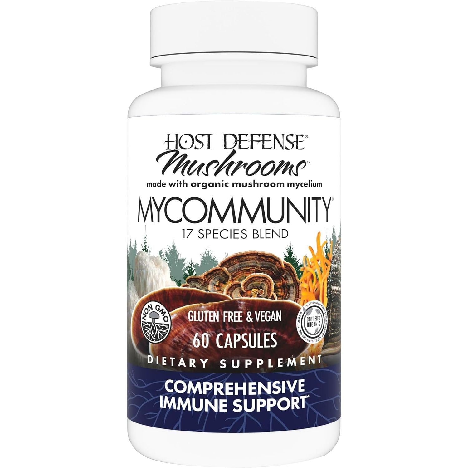 Buy now Host Defense MyCommunity Capsules - 17 Species Blend Mushroom Supplement for Immune Support - Herbal Aid with Lion's Mane, Reishi. Chaga, Cordyceps, Turkey Tail & More - 120 Capsules (60 Servings)* 60 Count (Pack of 1) at indiglob india