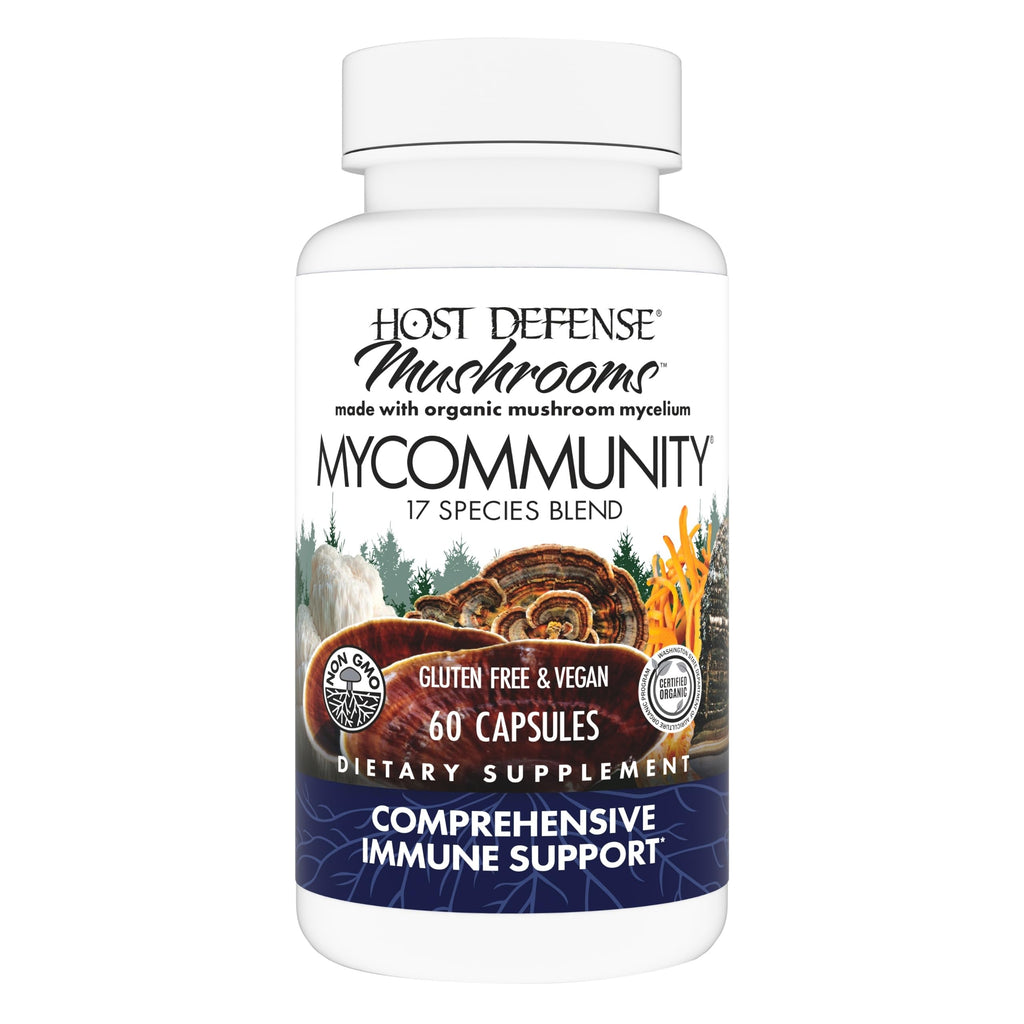 Host Defense MyCommunity Capsules, Immune Support, 30 Capsules | 17 Species Blend Organic Mushroom for Immune Support, 15 Servings