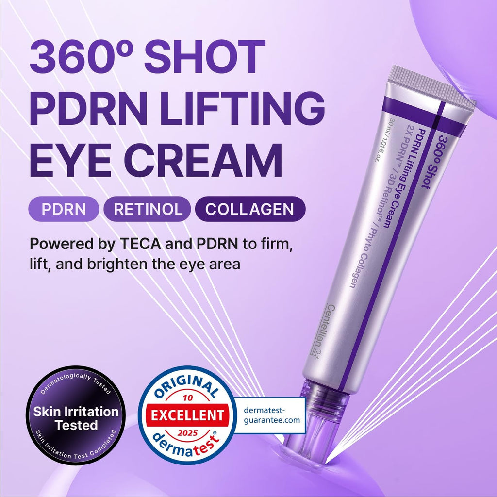 CENTELLIAN 24 360º Shot PDRN Eye Cream - TECA, Retinol and Collagen | Targets Wrinkles, Crow's Feet, Dark Circles, Puffiness and Bags for a Smoother, Refreshed-Looking Contour, 1.01 fl oz