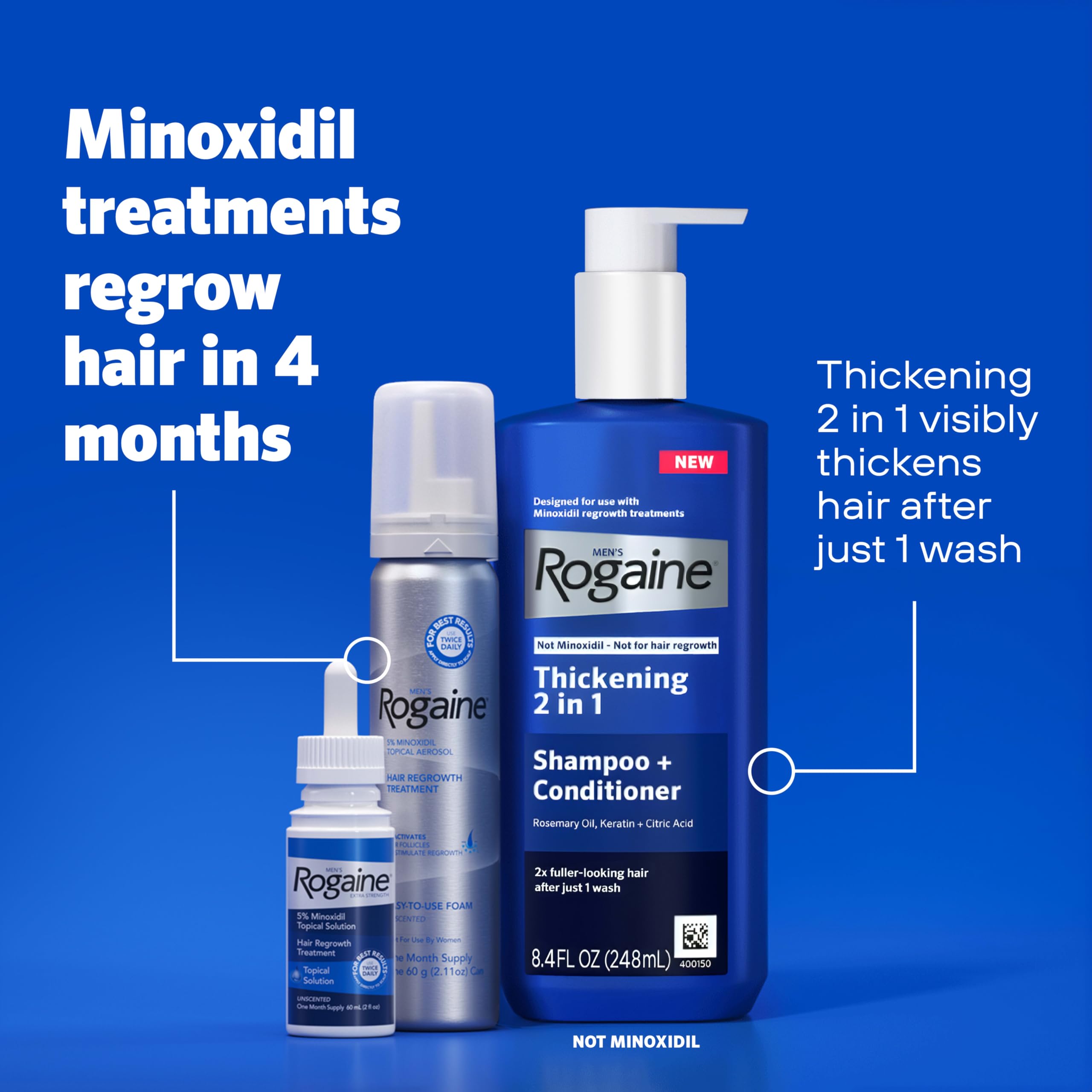 Men's Rogaine Extra Strength 5% Minoxidil Topical Solution, 3 x 2 fl. oz