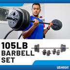 US Weight 105 Pound Weight Set with Barbell - Home Gym Workout Equipment