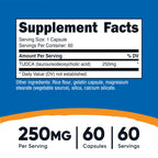 Nutricost Tudca 250mg, 60 Capsules (Tauroursodeoxycholic Acid) Gluten Free | GMO-Free