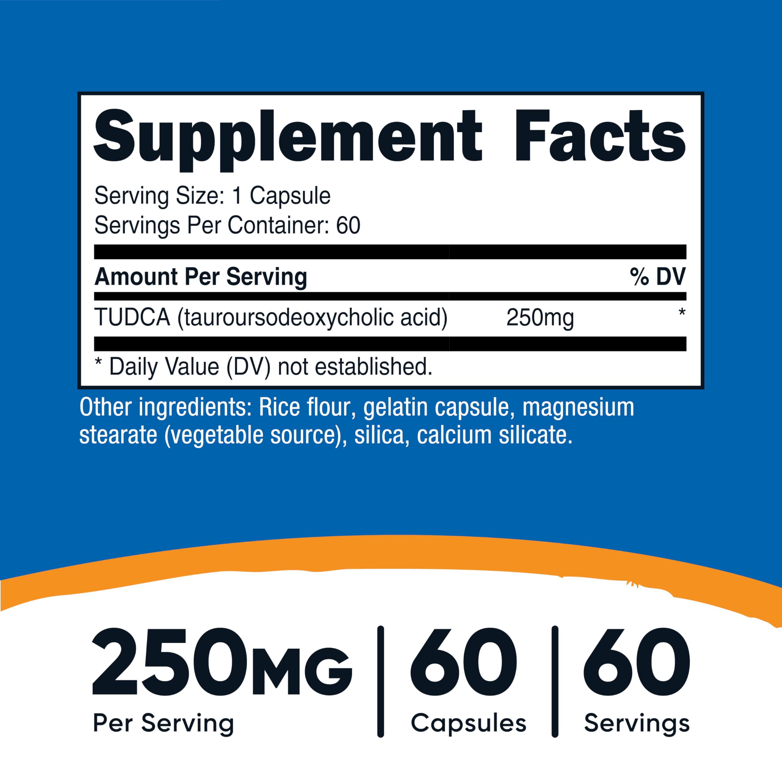 Nutricost Tudca 250mg, 60 Capsules (Tauroursodeoxycholic Acid) Gluten Free | GMO-Free