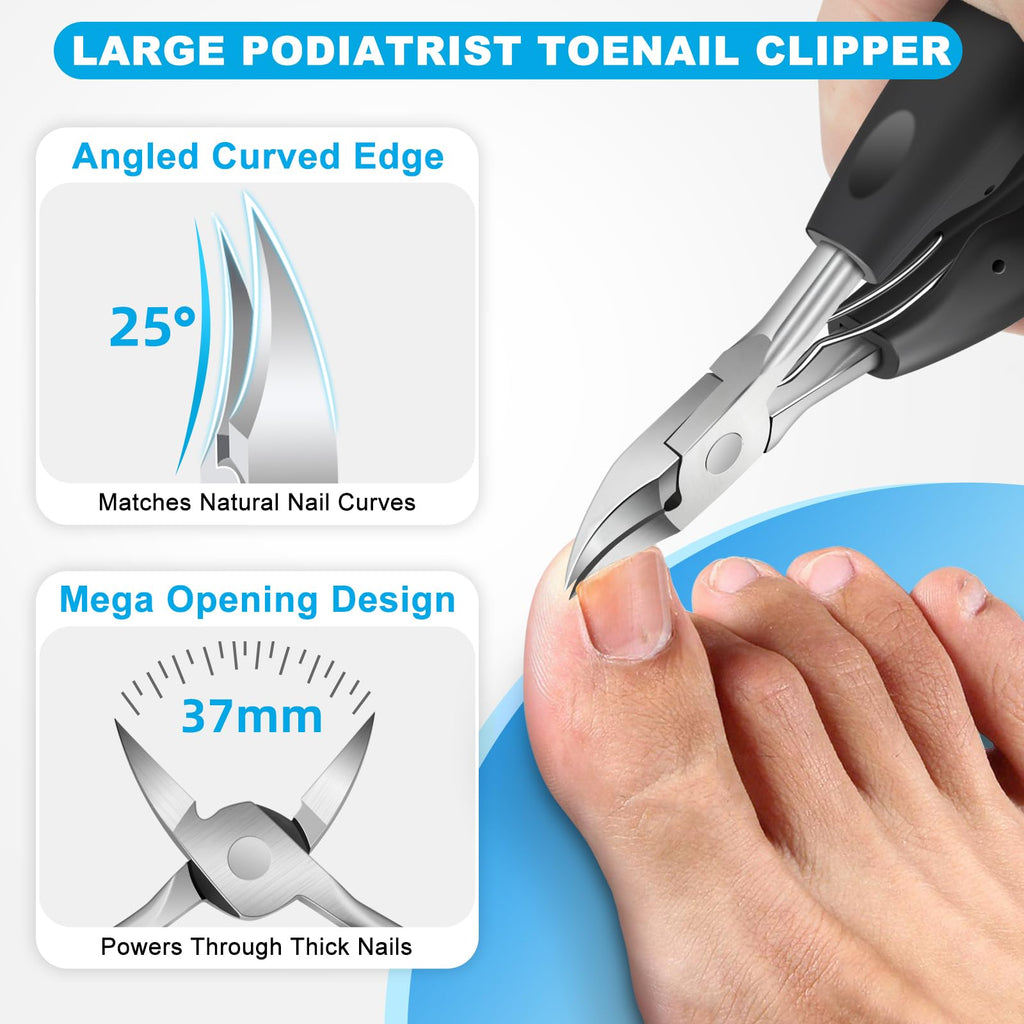 2026 Toenail Clippers for Thick Toenails for Seniors Angled Head | Large Toe Nail Clippers Set for Men, Long Handle Heavy Duty Ingrown Toenail Clippers, Ultra Sharp Slanted Finger Nails Cutter