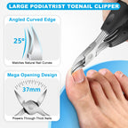 2026 Toenail Clippers for Thick Toenails for Seniors Angled Head | Large Toe Nail Clippers Set for Men, Long Handle Heavy Duty Ingrown Toenail Clippers, Ultra Sharp Slanted Finger Nails Cutter