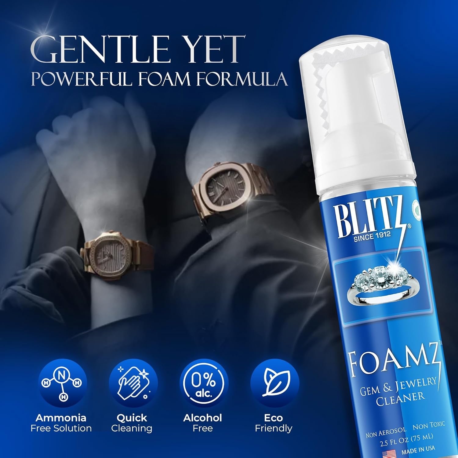 Buy now Blitz Watch Care Kit Watch Cleaning Set for Gold, Silver, Platinum, & Leather Bands Non-Porous, Precious & Semi-Precious Stone Settings Nontoxic, Non-Abrasive, & Planet Friendly Made in the USA Pack of 2 at indiglob india