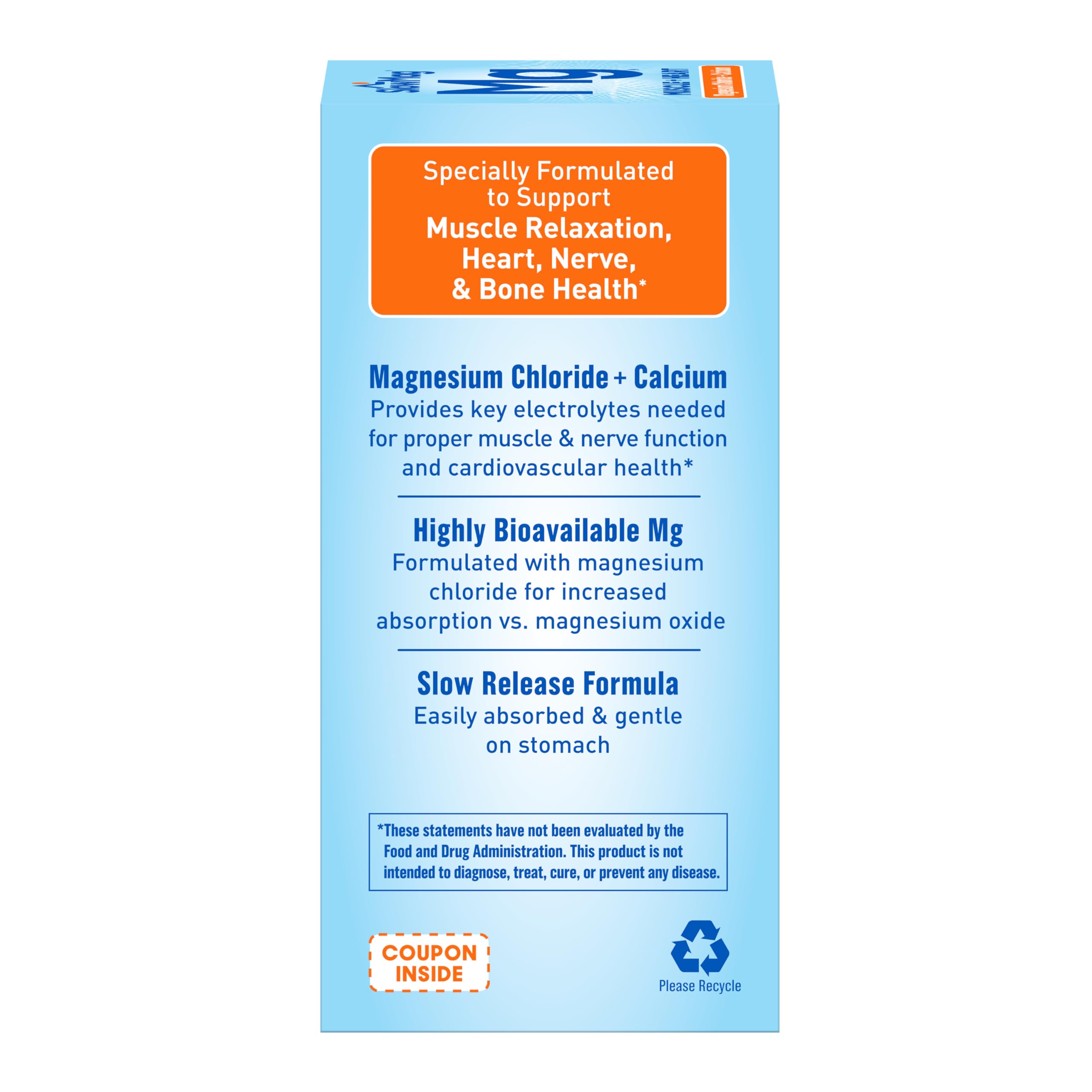 SlowMag Muscle & Heart Magnesium Chloride Supplement with Calcium, 120 Count, Supports Muscle Relaxation, Heart, Nerve & Bone Health, High Absorption
