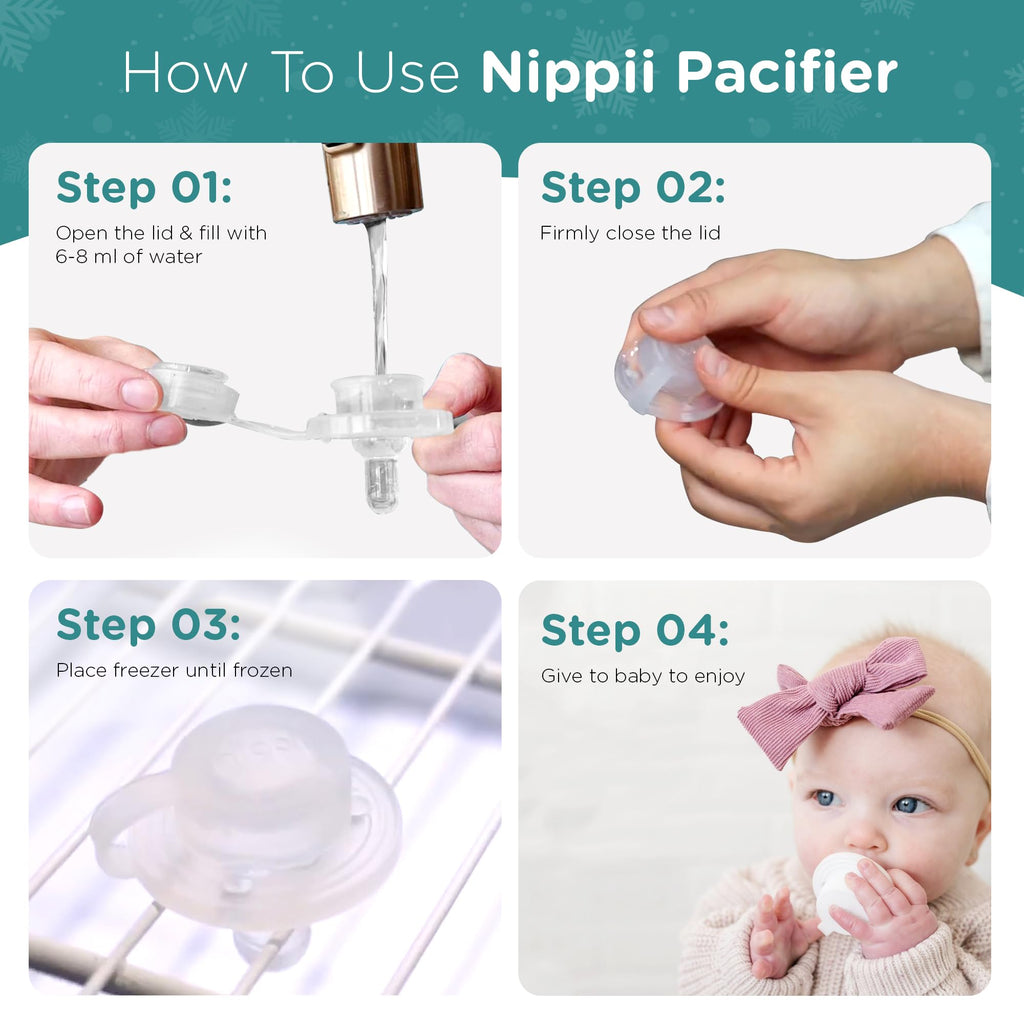 Nippii Freezable Teething Pacifier, Baby Teether Toys 0-9 Months, BPA Free