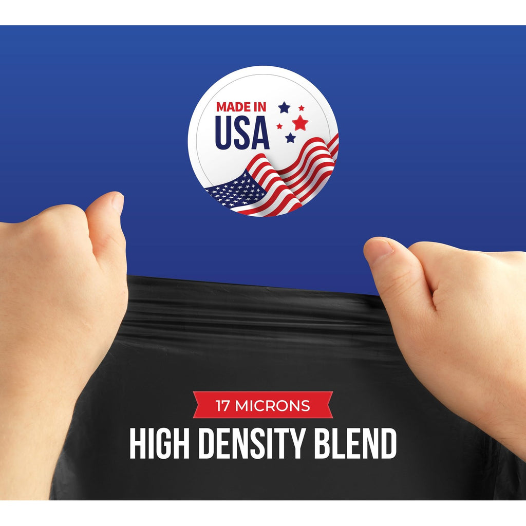 55-60 Gallon Trash Bags Heavy Duty, Bulk 150 Pack Large Black, Made in USA