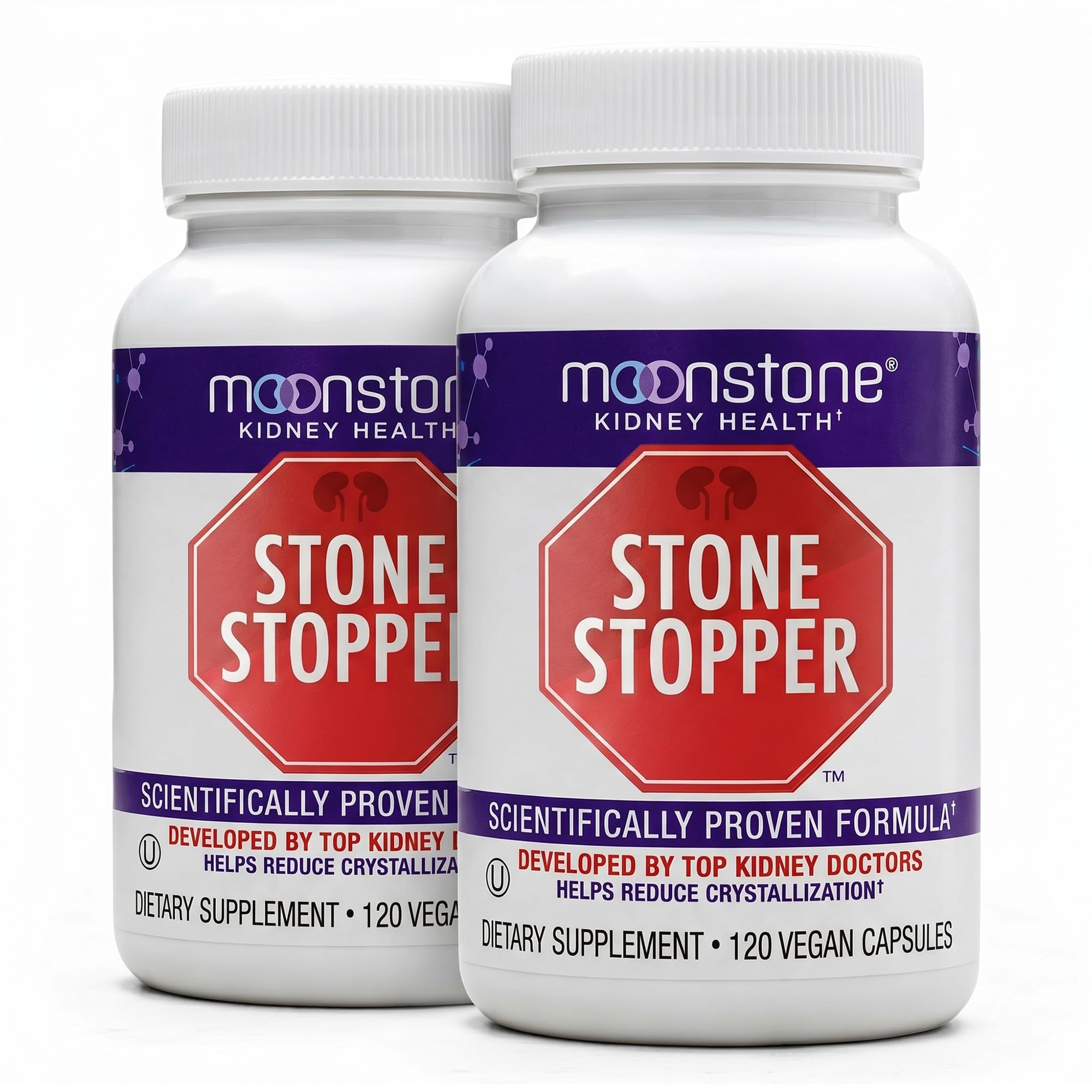 Moonstone Stone Stopper Capsules, Kidney Stone Prevention, Calcium Oxalate Protector, Alkali Citrate Support Supplement, Developed by Urologists to Support Kidney Health, 30 Day Supply (120 Count)