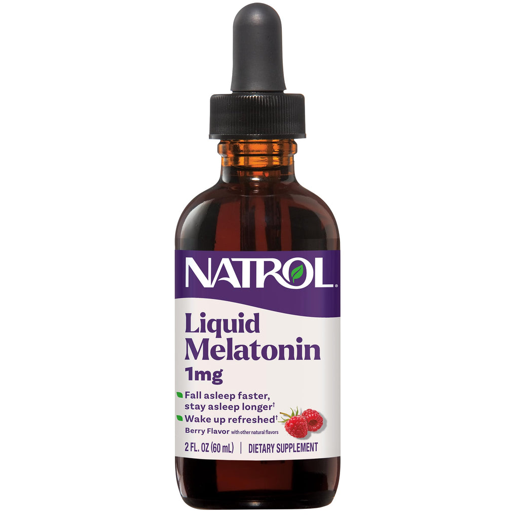 Natrol Liquid Melatonin for Adults, 1 mg, Berry-Flavored, 2 Fl Oz | Supplement to Fall Asleep Faster and Stay Asleep Longer, Wake Up Refreshed, 15 Servings