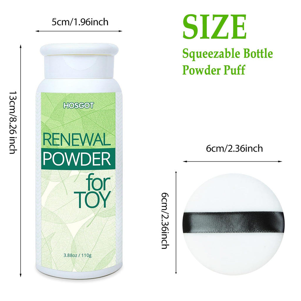 HOSGOT Renewal Powder for Sex Dolls Male Masturbator Dildo, Sex Toy Cleaner Conditioning Care Powder, Renewing Keep Dry and Not Greasy Sticking, Easy Squeeze Bottle TPE Silicone Adult Toys Smooth Soft