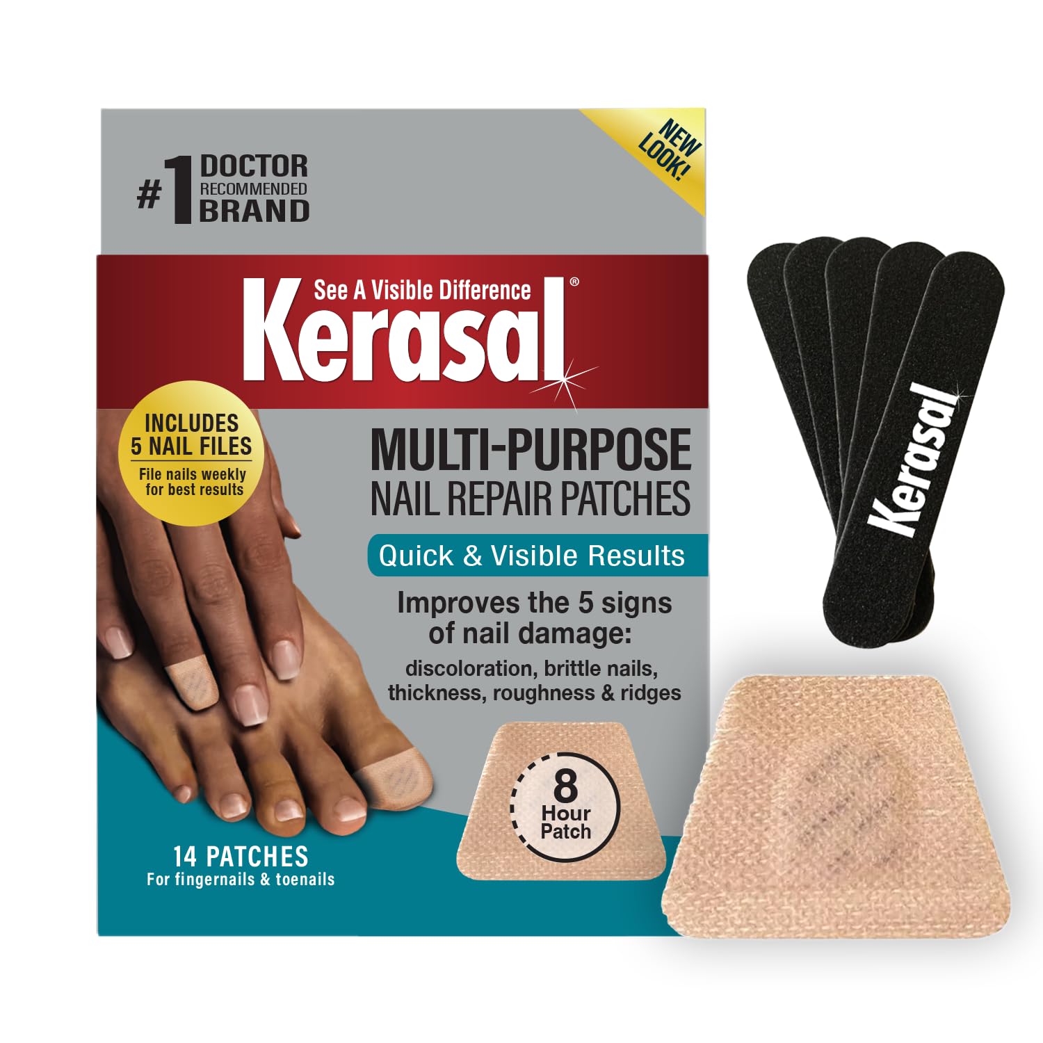 Buy now Kerasal Multi-Purpose Nail Repair, Nail Solution for Discolored and Damaged Nails, 0.43 fl oz 14 Count (Pack of 1) Patches + Files at indiglob india