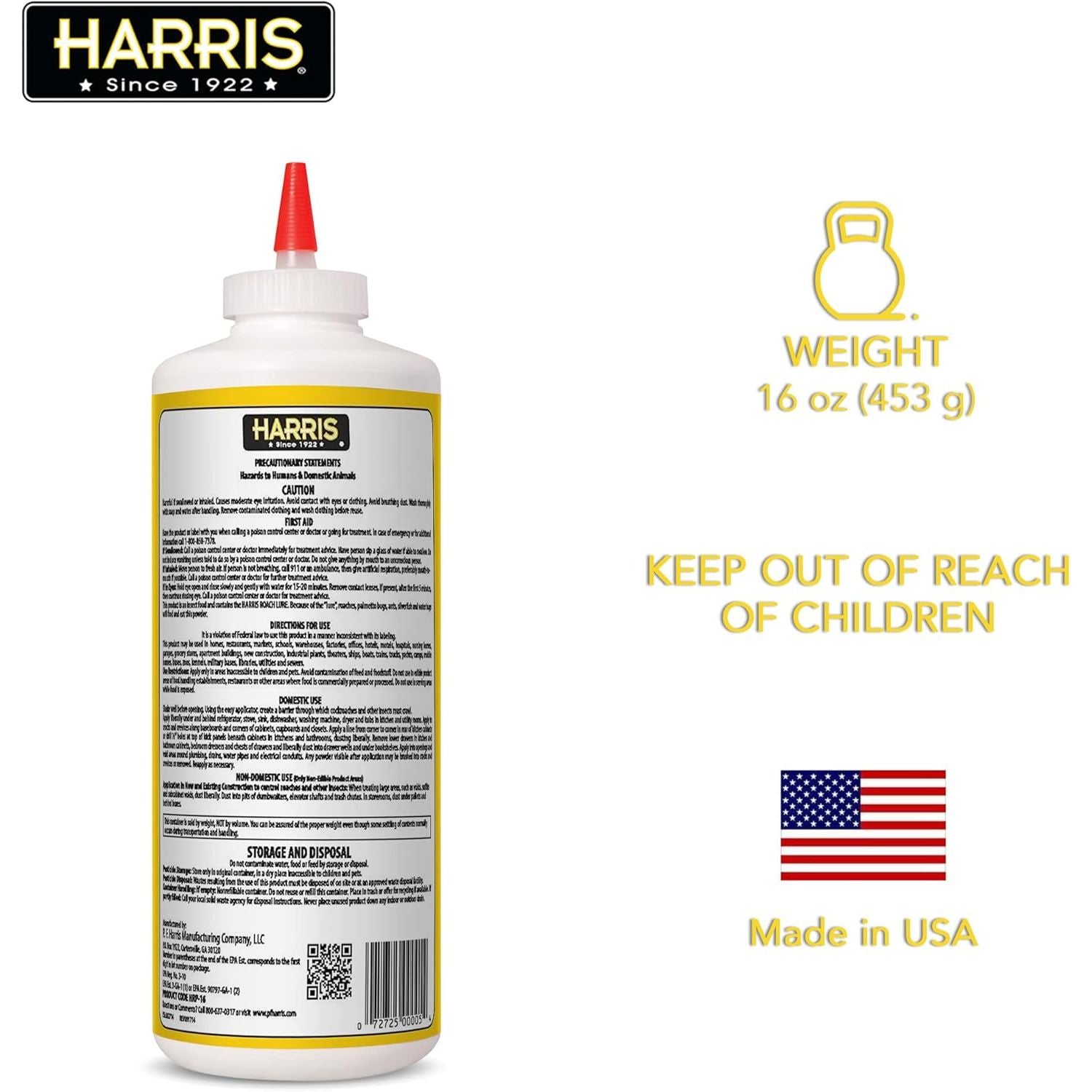 Buy now HARRIS Boric Acid Roach and Silverfish Killer Powder w/Lure for Insects (16oz) at indiglob india