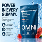 Creatine Monohydrate Gummies for Women & Men | Convenient & Easy to Take | Great Tasting Watermelon Flavor | 1g per Gummy, Low Sugar | 90 Count